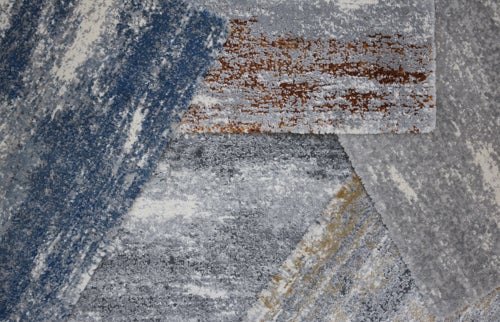 Custom Rugs, Runners & Rounds Rock and Roll Arctic Blue Medium Blue - Navy & Lt. Grey - Grey Machine Made Rug
