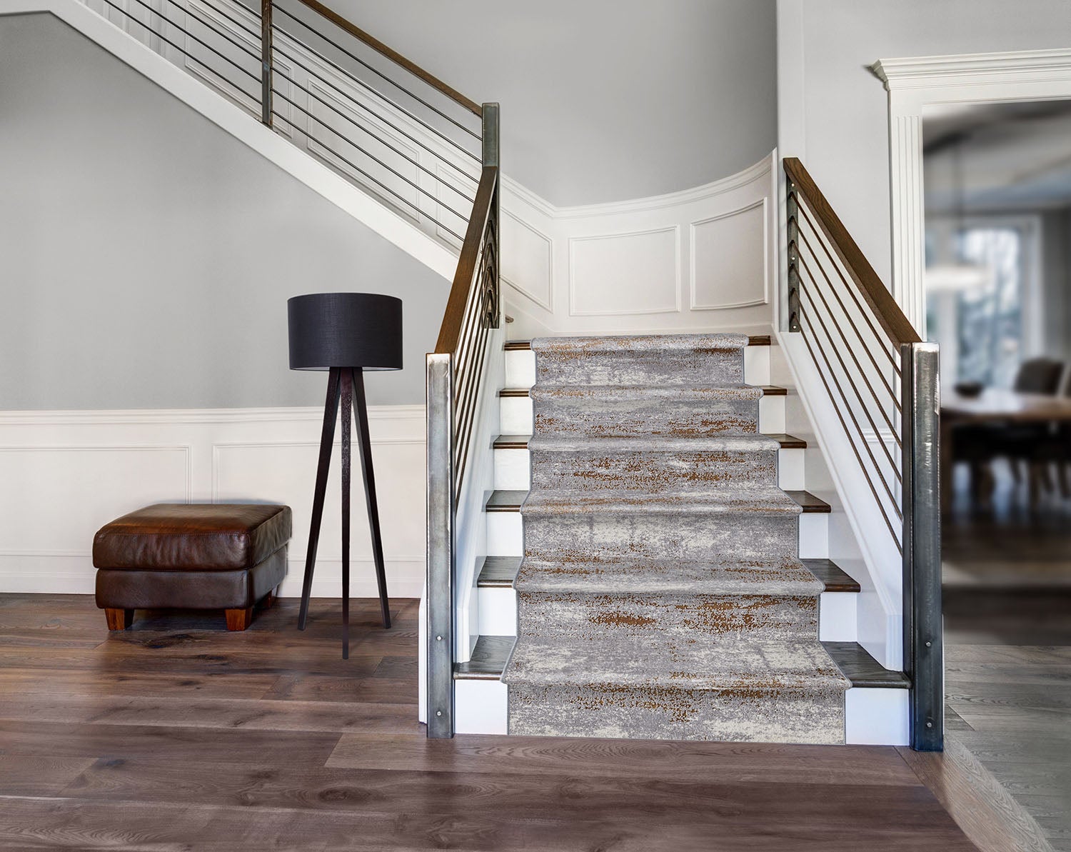 Custom Rugs, Runners & Rounds Rock and Roll Shadow Lt. Grey - Grey & Lt. Gold - Gold Machine Made Rug