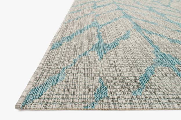 Outdoor Rugs Isle IE-02 Aqua/Mist Lt. Grey - Grey & Lt. Green Machine Made Rug