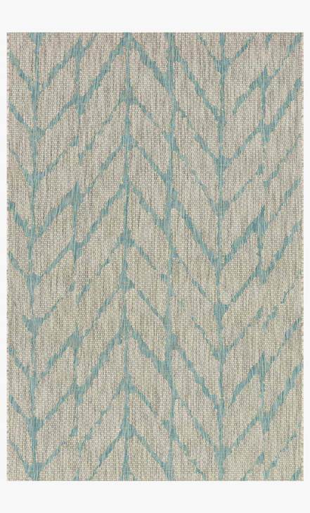 Outdoor Rugs Isle IE-02 Aqua/Mist Lt. Grey - Grey & Lt. Green Machine Made Rug