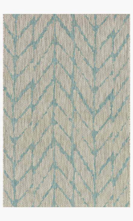 Outdoor Rugs Isle IE-02 Aqua/Mist Lt. Grey - Grey & Aqua - Lt. Green Machine Made Rug