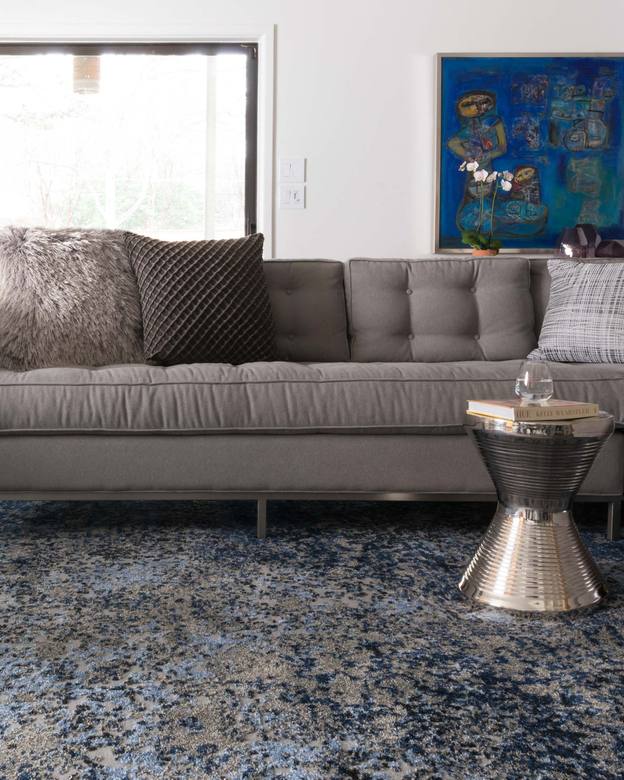 Contemporary Rugs & Transitional Rugs Viera VR-07 Grey/Navy Medium Blue - Navy & Lt. Grey - Grey Machine Made Rug
