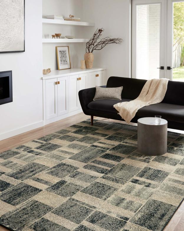 Contemporary Rugs & Transitional Rugs Bowery BOW-03 Storm Ivory - Beige & Black - Charcoal Machine Made Rug