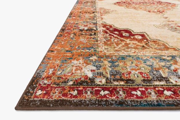 Traditional & Oriental Rugs Isadora ISA-04 Ivory - Beige & Rust - Orange Machine Made Rug