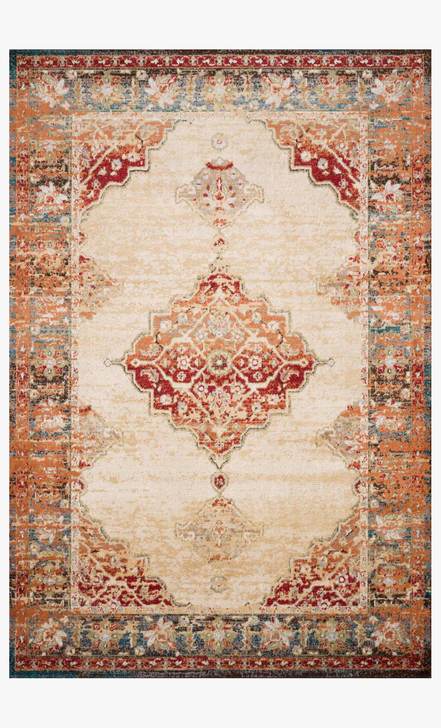 Traditional & Oriental Rugs Isadora ISA-04 Ivory - Beige & Rust - Orange Machine Made Rug