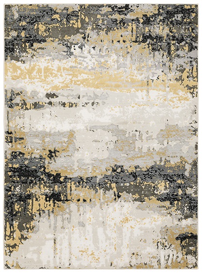 Contemporary Rugs & Transitional Rugs Caravan 2061X Black - Charcoal & Lt. Gold - Gold Machine Made Rug