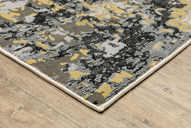 Contemporary & Transitional Rugs Caravan 2061X Black - Charcoal & Lt. Gold - Gold Machine Made Rug