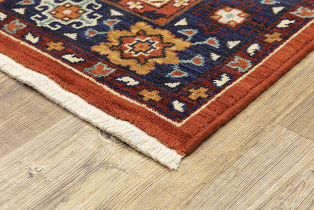 Traditional & Oriental Rugs Lilihan 2061V Red - Burgundy & Medium Blue - Navy Machine Made Rug