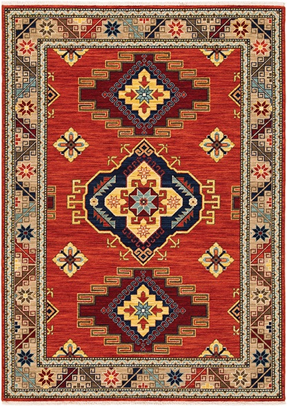 Traditional & Oriental Rugs Lilihan 5504P Rust - Orange & Ivory - Beige Machine Made Rug