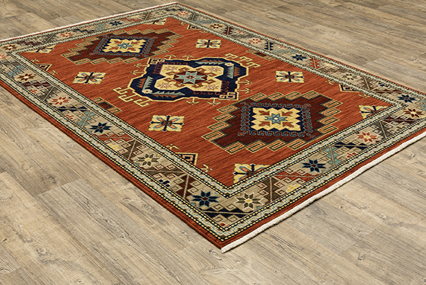 Traditional & Oriental Rugs Lilihan 5504P Rust - Orange & Ivory - Beige Machine Made Rug