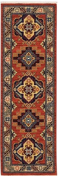 Traditional & Oriental Rugs Lilihan 5504P Rust - Orange & Ivory - Beige Machine Made Rug