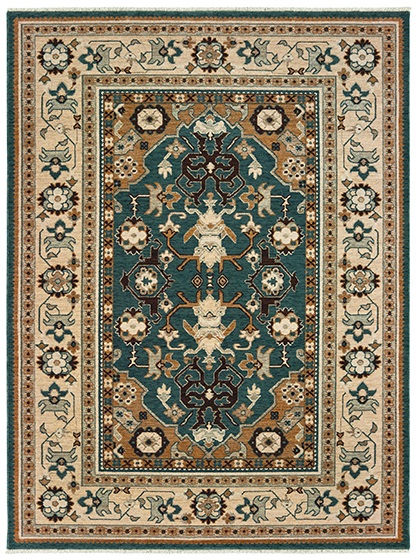 Traditional & Oriental Rugs Anatolia 5502L Lt.Green & Ivory - Beige Machine Made Rug