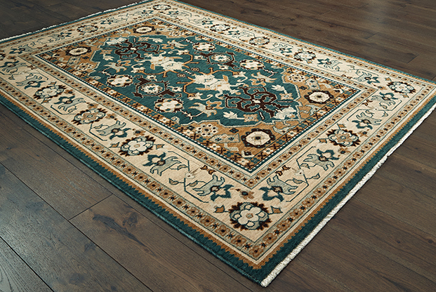 Traditional & Oriental Rugs Anatolia 5502L Aqua - Lt.Green & Ivory - Beige Machine Made Rug