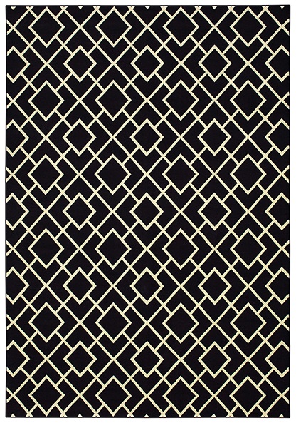 Outdoor Rugs Luna 8123B Black - Charcoal & Ivory - Beige Machine Made Rug