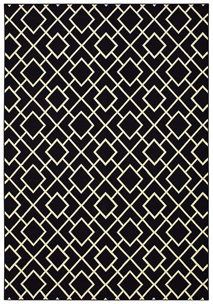 Outdoor Rugs Luna 8123B Black - Charcoal & Ivory - Beige Machine Made Rug