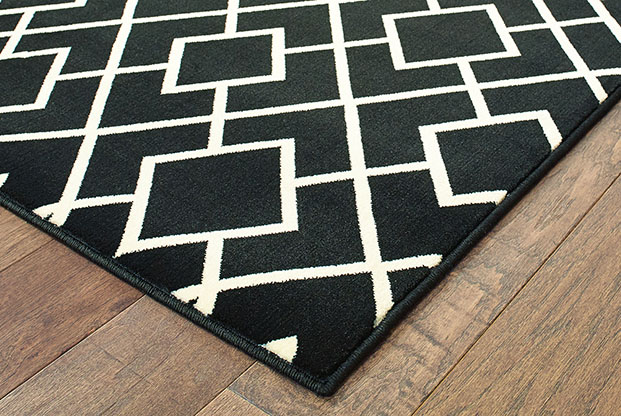 Outdoor Rugs Luna 8123B Black - Charcoal & Ivory - Beige Machine Made Rug