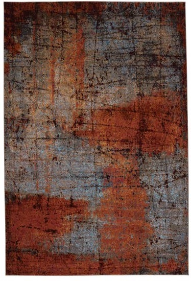 Contemporary & Transitional Rugs Borealis BOR16 Hoku Rust - Orange & Medium Blue - Navy Machine Made Rug