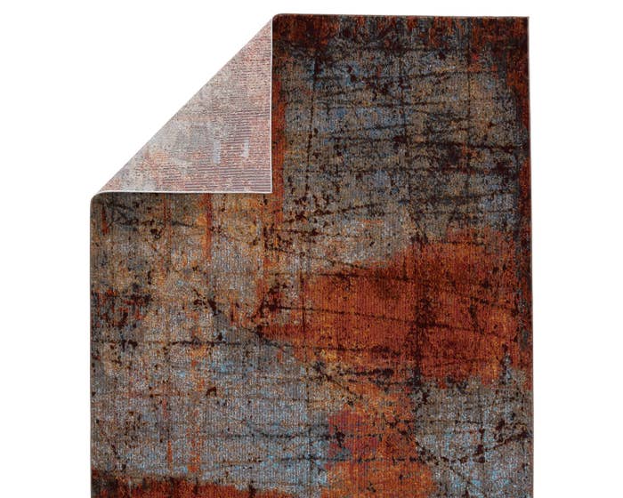 Contemporary & Transitional Rugs Borealis BOR16 Hoku Rust - Orange & Medium Blue - Navy Machine Made Rug