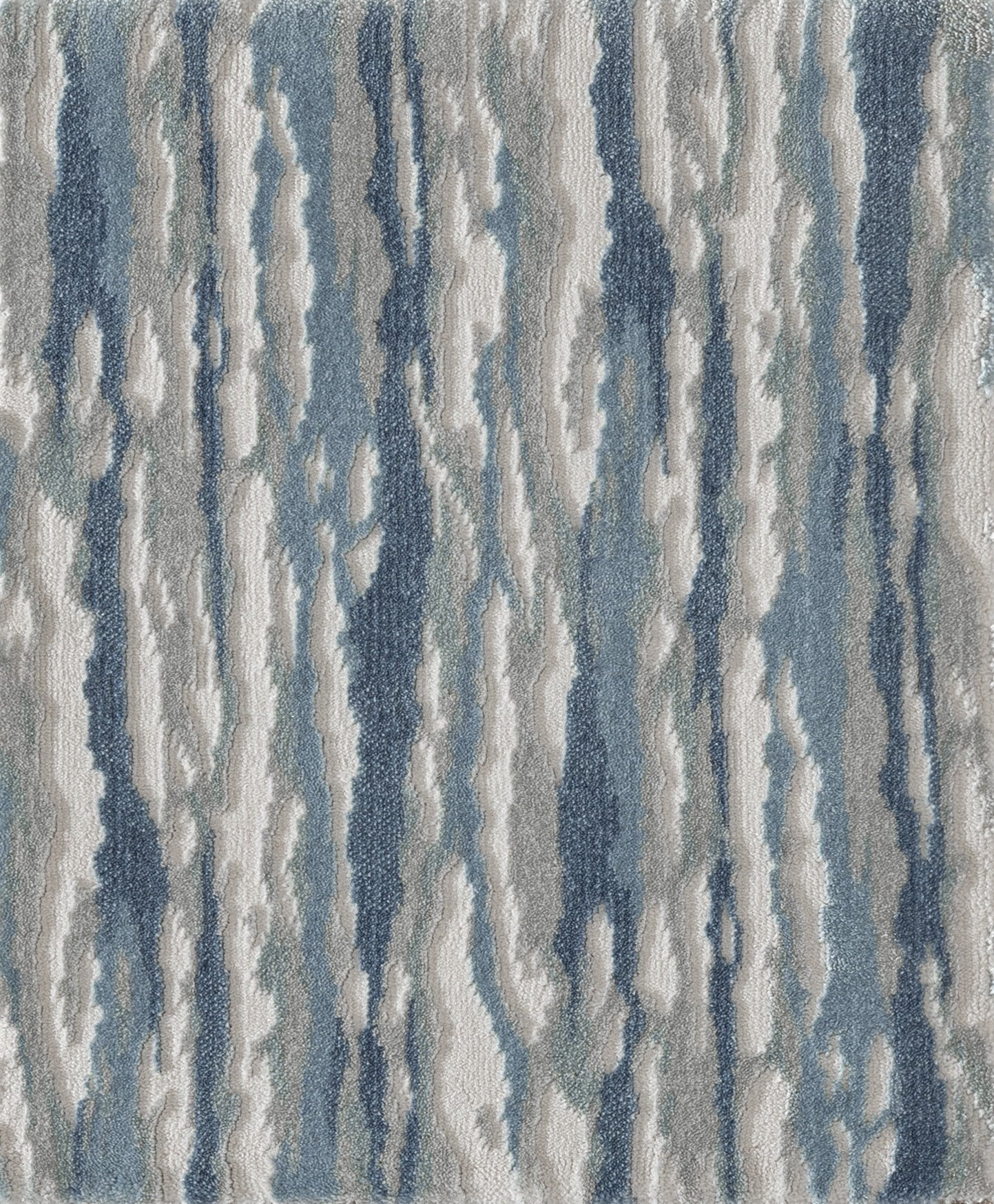 Custom & Wall to Wall Affection Wave Lt. Blue - Blue & Lt. Grey - Grey Machine Made Rug