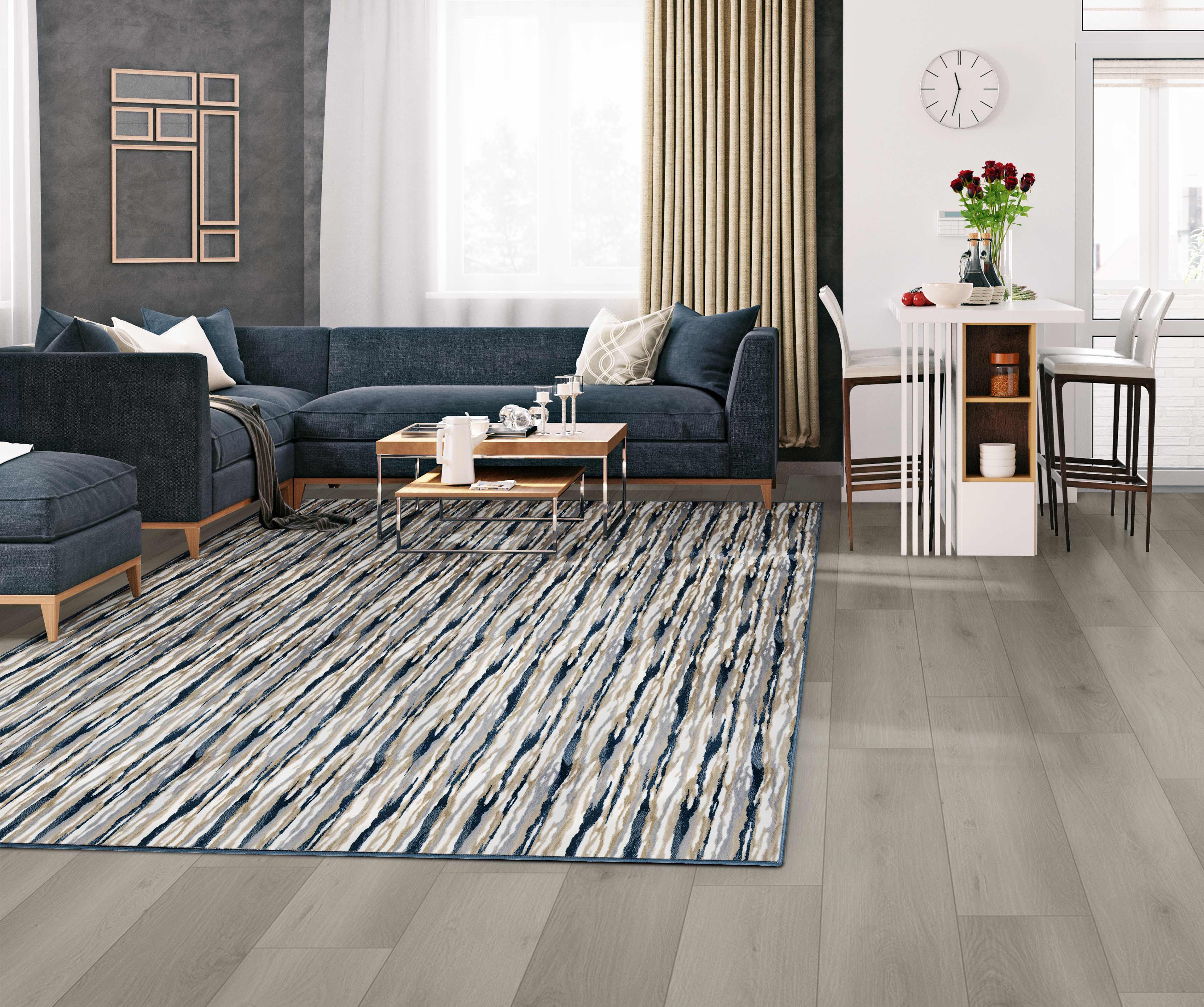 Custom Rugs, Runners & Rounds Affection Graphite Black - Charcoal & Lt. Grey - Grey Machine Made Rug
