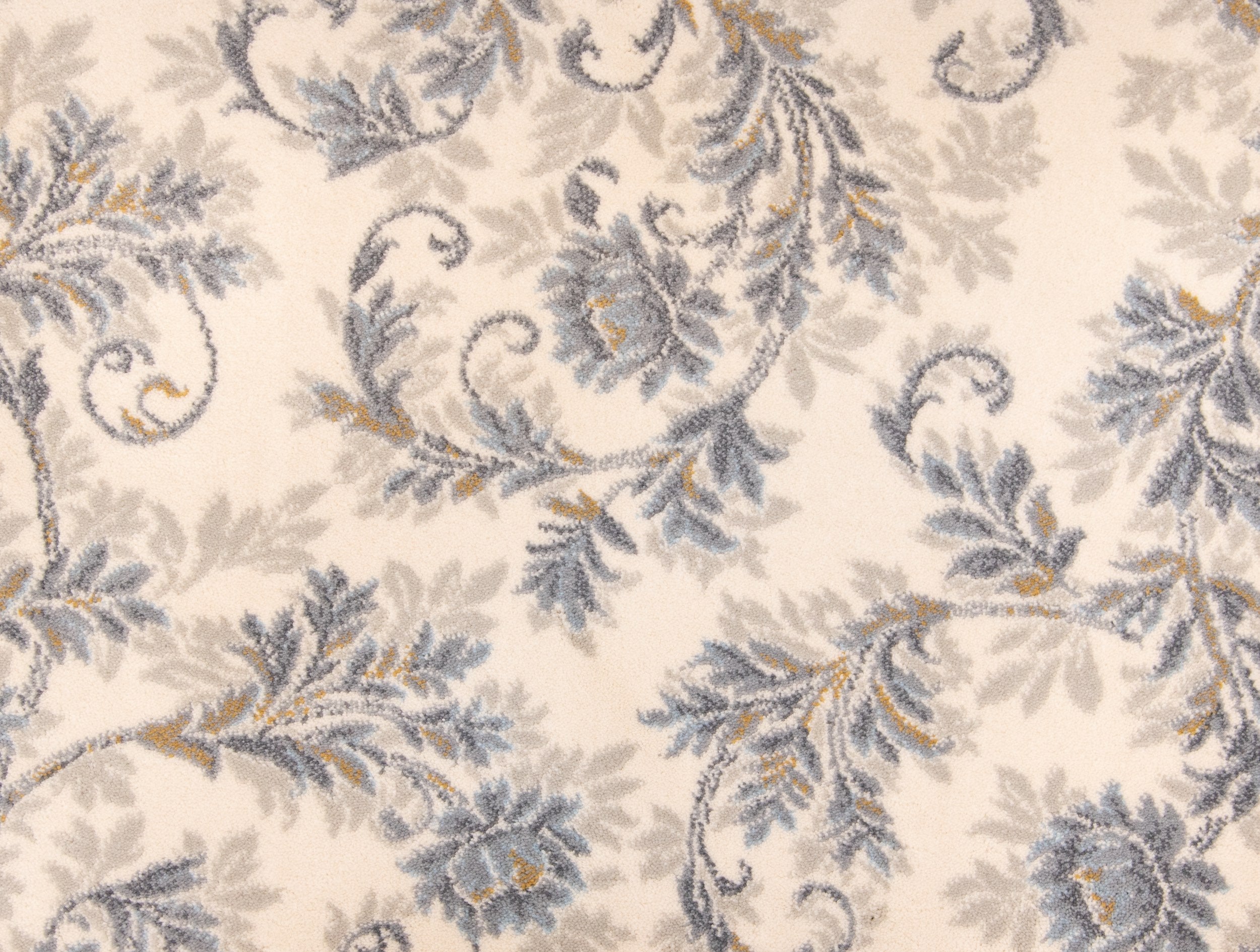 Custom & Wall to Wall Arabesque Antique Ivory - Beige & Lt. Blue - Blue Machine Made Rug