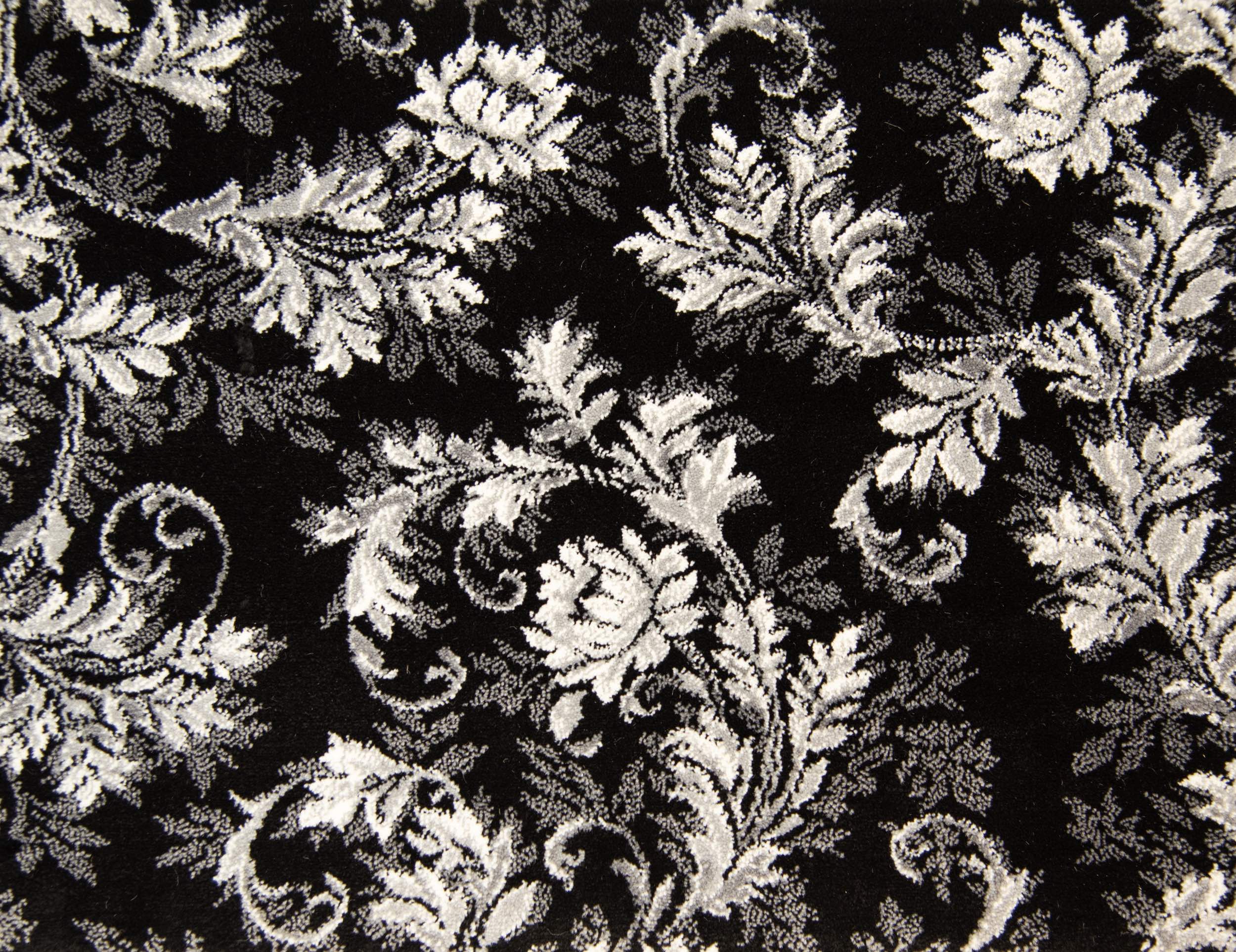 Custom Rugs, Runners & Rounds Arabesque Steel Black - Charcoal & Ivory - Beige Machine Made Rug