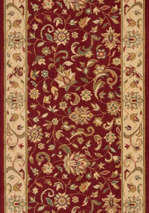 Hall & Stair Runner Rugs Estate 2 Sagamore 2 Bordeaux Red - Burgundy & Ivory - Beige Machine Made Rug