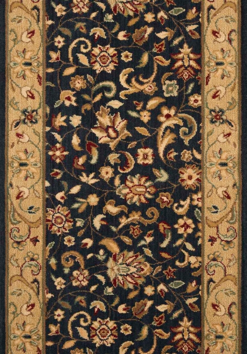 Hall & Stair Runner Rugs Estate 2 Sagamore 2 Nightfall Black - Charcoal & Lt. Gold - Gold Machine Made Rug