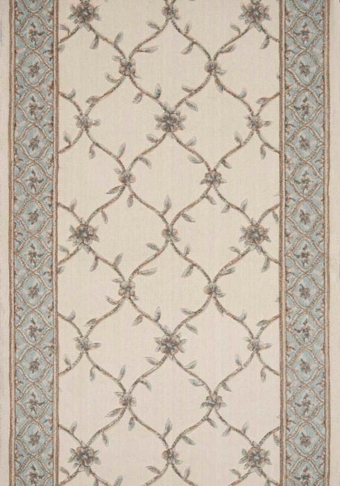 Hall & Stair Runner Rugs Estate 2 Bilington 2 - Ivory Ivory - Beige & Lt. Blue - Blue Machine Made Rug