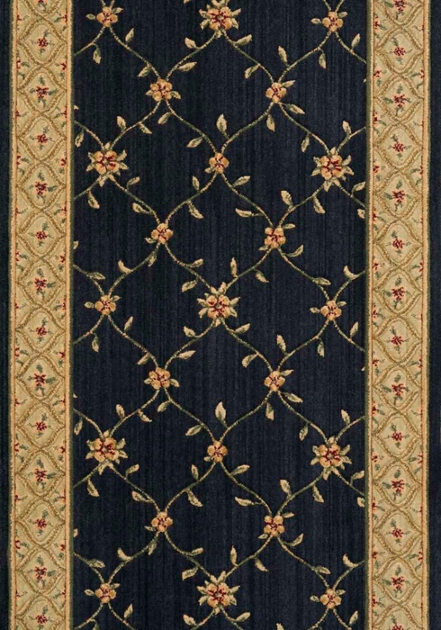 Hall & Stair Runner Rugs Estate 2 Biliington 2 - NightFall Black - Charcoal & Lt. Gold - Gold Machine Made Rug