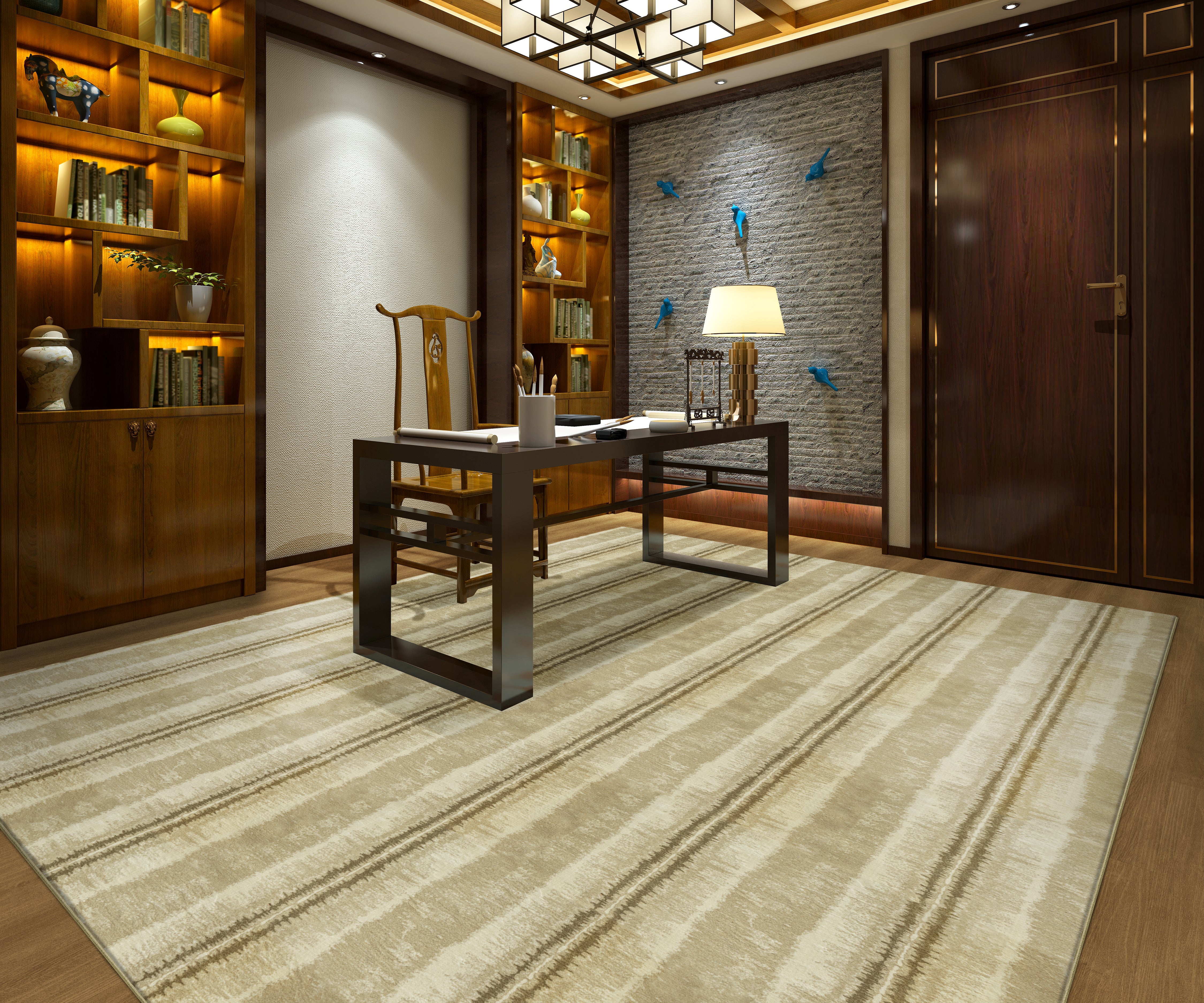 Custom & Wall to Wall Safari King Desert Camel - Taupe & Lt. Brown - Chocolate Machine Made Rug