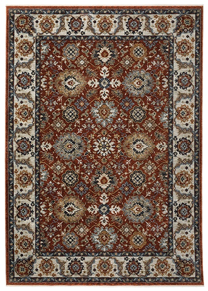 Traditional & Oriental Rugs Aberdeen 562R Red - Burgundy & Ivory - Beige Machine Made Rug