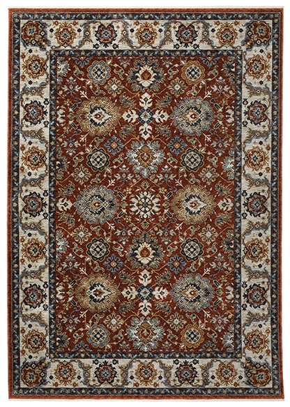 Traditional & Oriental Rugs Aberdeen 562R Red - Burgundy & Ivory - Beige Machine Made Rug