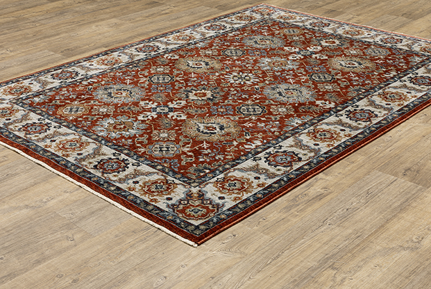 Traditional & Oriental Rugs Aberdeen 562R Red - Burgundy & Ivory - Beige Machine Made Rug