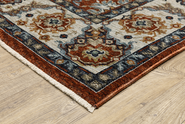 Traditional & Oriental Rugs Aberdeen 562R Red - Burgundy & Ivory - Beige Machine Made Rug