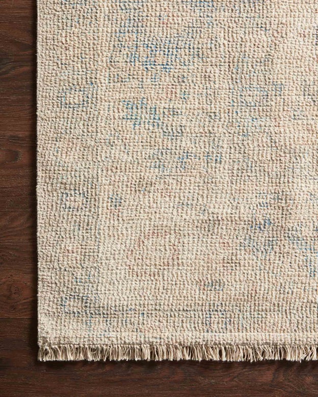 Traditional & Oriental Rugs Priya PRY-05 Natural/Blue Ivory - Beige & Lt. Blue - Blue Hand Woven Rug