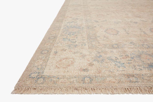 Traditional & Oriental Rugs Priya PRY-05 Natural/Blue Ivory - Beige & Lt. Blue - Blue Hand Woven Rug