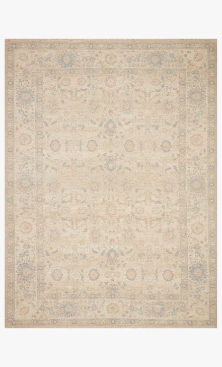 Traditional & Oriental Rugs Priya PRY-05 Natural/Blue Ivory - Beige & Lt. Blue - Blue Hand Woven Rug