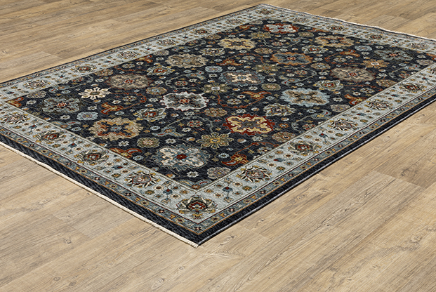 Traditional & Oriental Rugs Aberdeen 561B Medium Blue - Navy & Lt. Blue - Blue Machine Made Rug