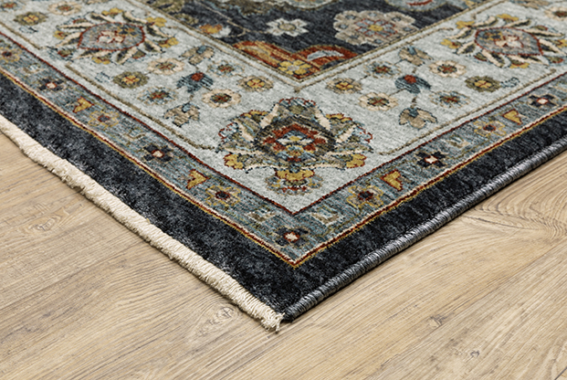 Traditional & Oriental Rugs Aberdeen 561B Medium Blue - Navy & Lt. Blue - Blue Machine Made Rug