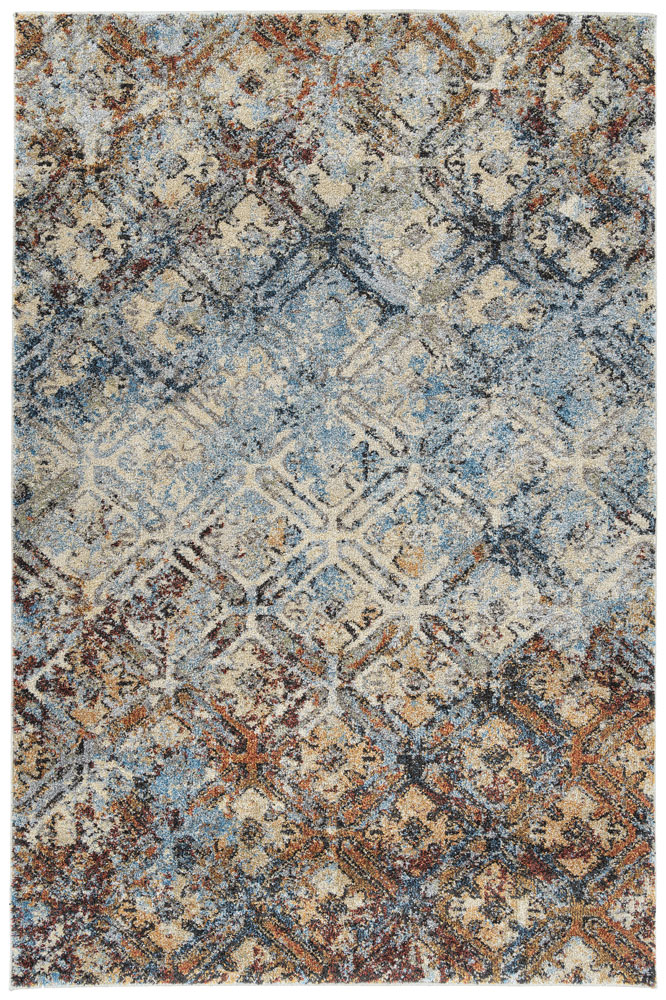 Contemporary Rugs & Transitional Rugs Aero Collection AE-8 Multi Multi & Lt. Blue - Blue Machine Made Rug