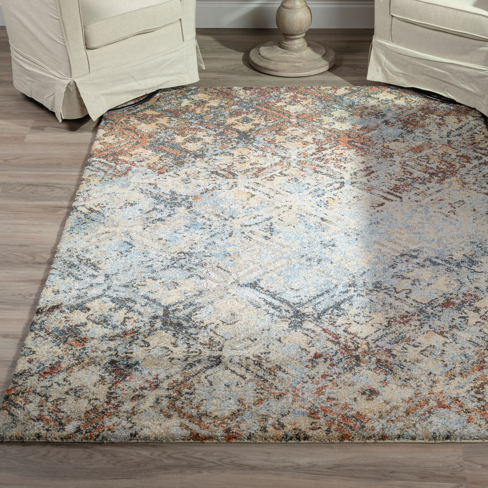 Contemporary Rugs & Transitional Rugs Aero Collection AE-8 Multi Multi & Lt. Blue - Blue Machine Made Rug