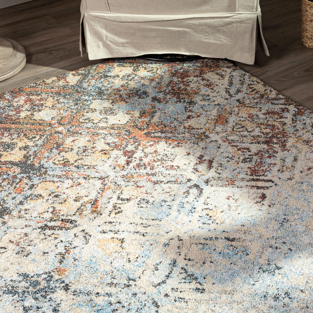 Contemporary Rugs & Transitional Rugs Aero Collection AE-8 Multi Multi & Lt. Blue - Blue Machine Made Rug
