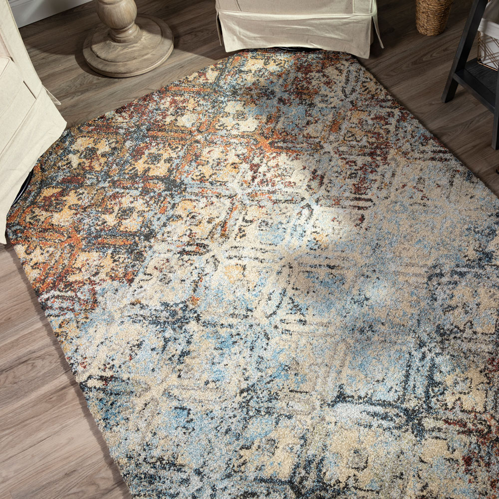 Contemporary Rugs & Transitional Rugs Aero Collection AE-8 Multi Multi & Lt. Blue - Blue Machine Made Rug