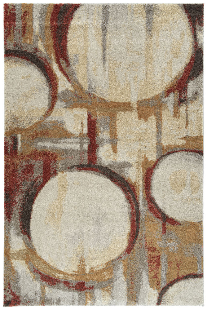 Contemporary Rugs & Transitional Rugs Aero Collection AE12 Earth Ivory - Beige & Multi Machine Made Rug