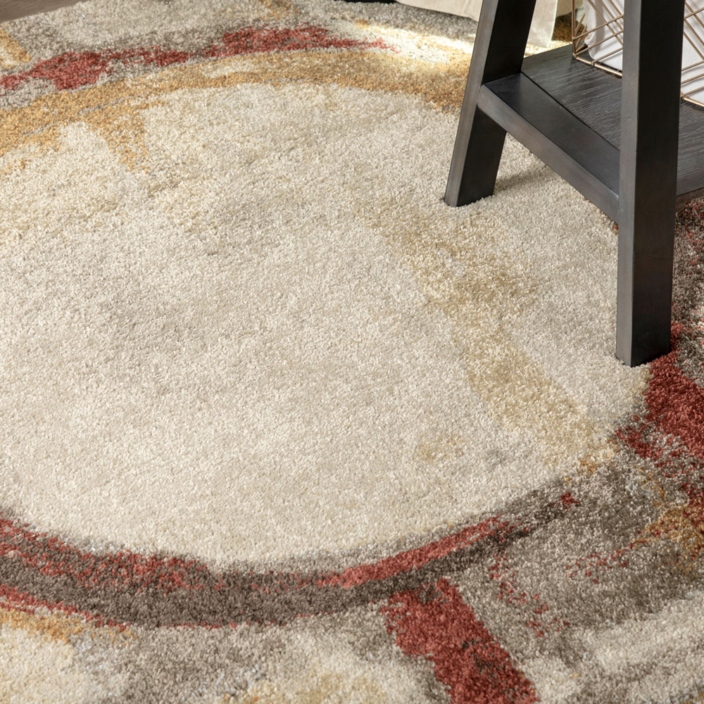 Contemporary & Modern Rugs Aero Collection AE12 Earth Ivory - Beige & Multi Machine Made Rug