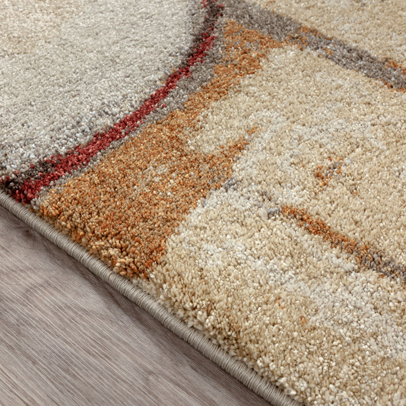 Contemporary Rugs & Transitional Rugs Aero Collection AE12 Earth Ivory - Beige & Multi Machine Made Rug