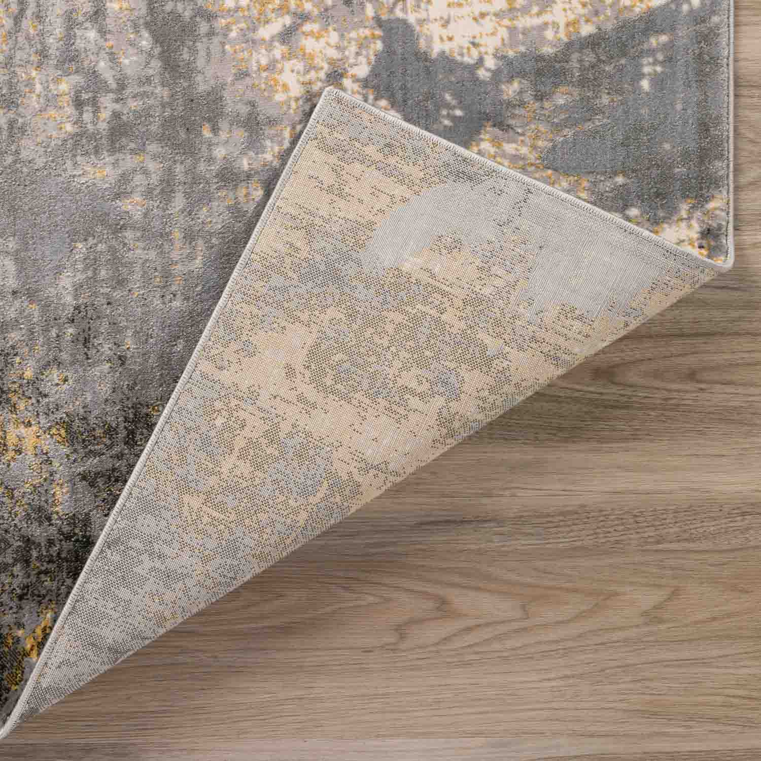 Contemporary Rugs & Transitional Rugs Cascina Collection CC9 Fossil Black - Charcoal & Lt. Gold - Gold Machine Made Rug