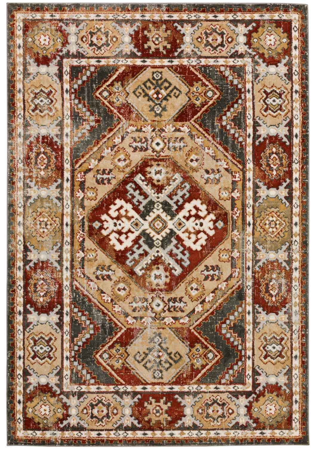 Traditional & Oriental Rugs Karma Collection KM22 Canyon Rust - Orange & Black - Charcoal Machine Made Rug