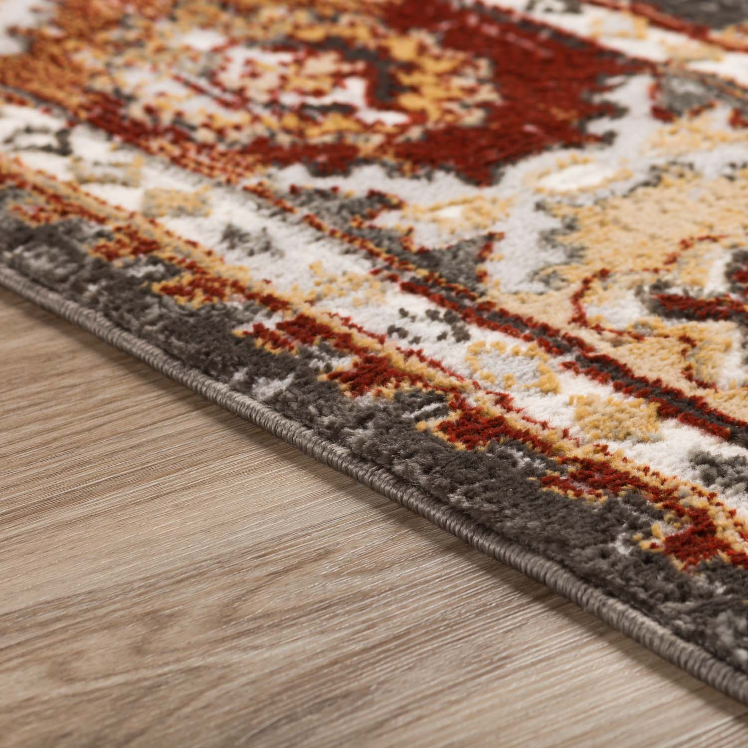 Traditional & Oriental Rugs Karma Collection KM22 Canyon Rust - Orange & Black - Charcoal Machine Made Rug